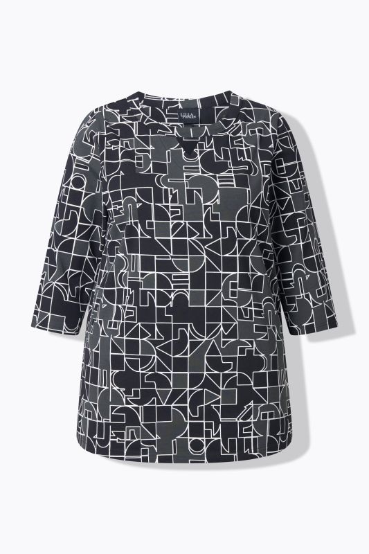 Graphic Print 3/4 Sleeve Cutout Tee