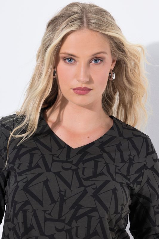 Letter Print 3/4 Sleeve Tee