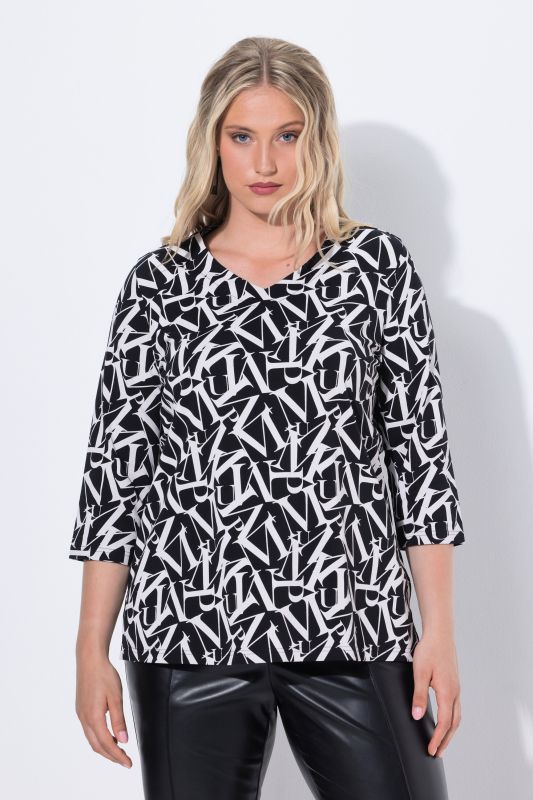 Letter Print 3/4 Sleeve Tee