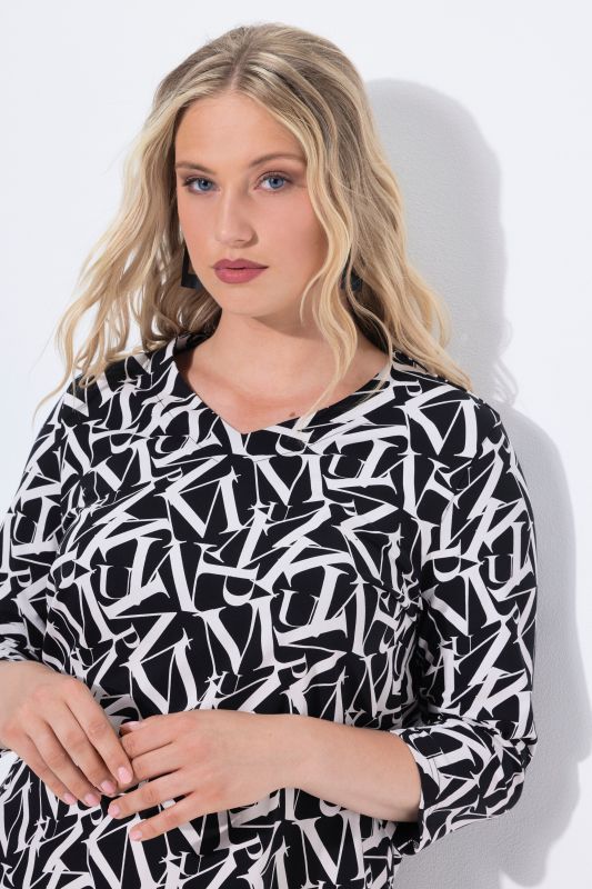 Letter Print 3/4 Sleeve Tee