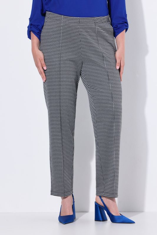 Textured Houndstooth Elastic Waist Pants