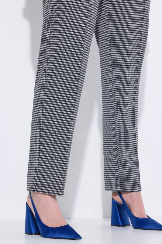 Textured Houndstooth Elastic Waist Pants