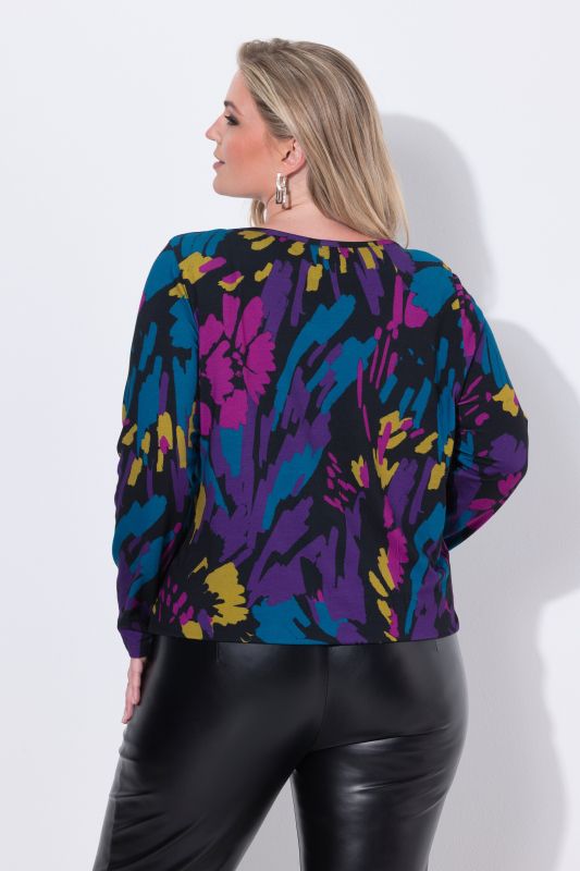 Abstract Floral Notch Neck Tee