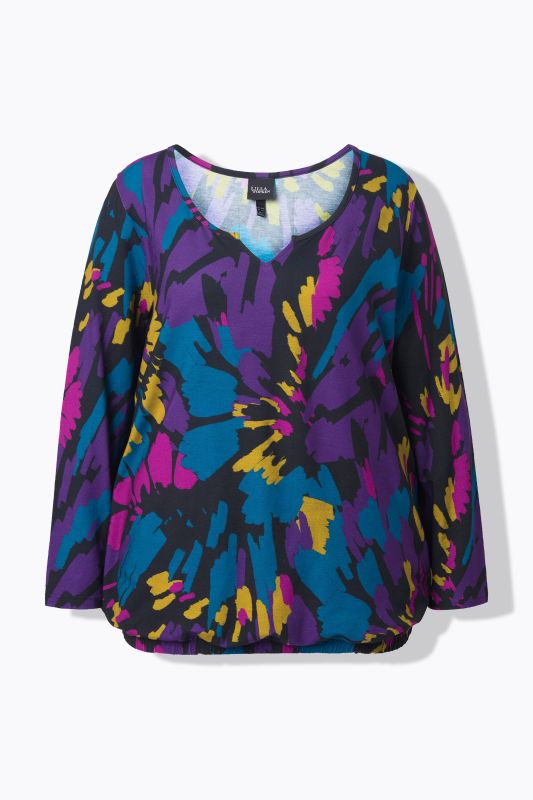 Abstract Floral Notch Neck Tee