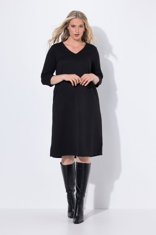 Textured 3/4 Sleeve Sweatshirt Dress