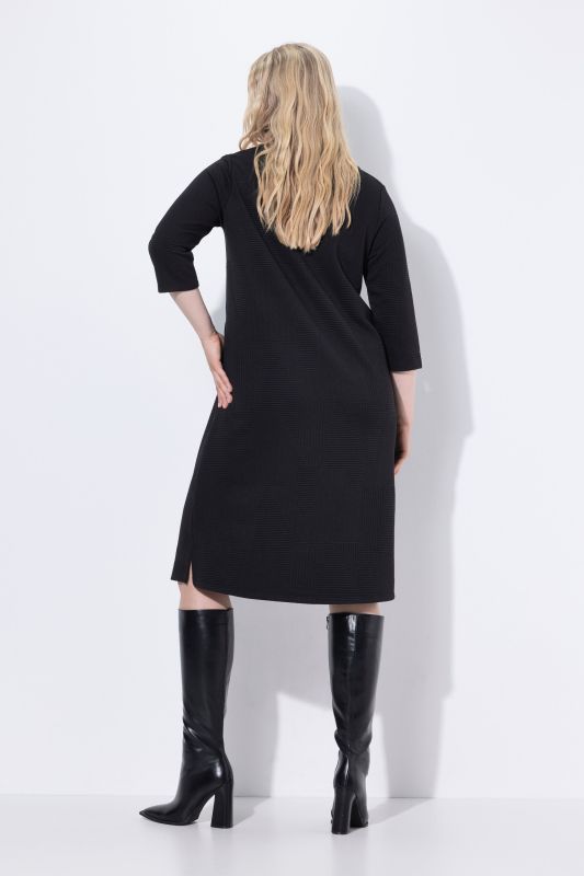 Textured 3/4 Sleeve Sweatshirt Dress