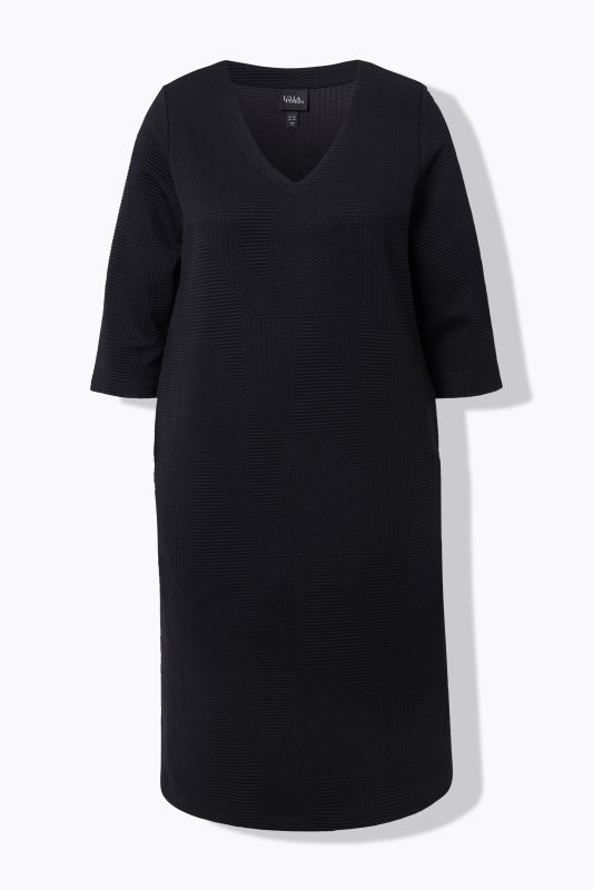 Textured 3/4 Sleeve Sweatshirt Dress