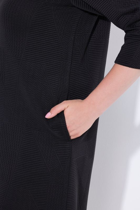 Textured 3/4 Sleeve Sweatshirt Dress