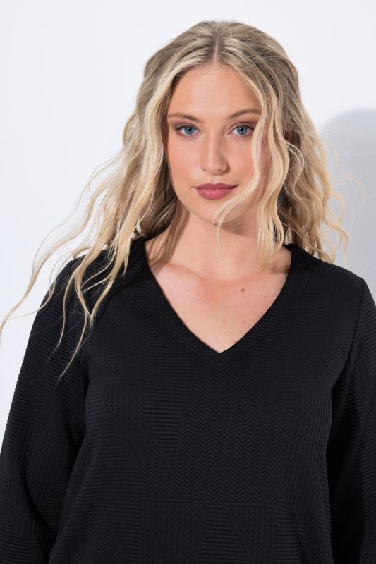 Textured 3/4 Sleeve Sweatshirt Dress