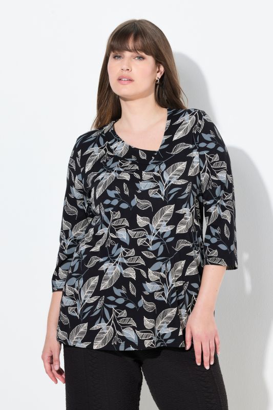 Eco Cotton Asymmetric Leaf Print Tee