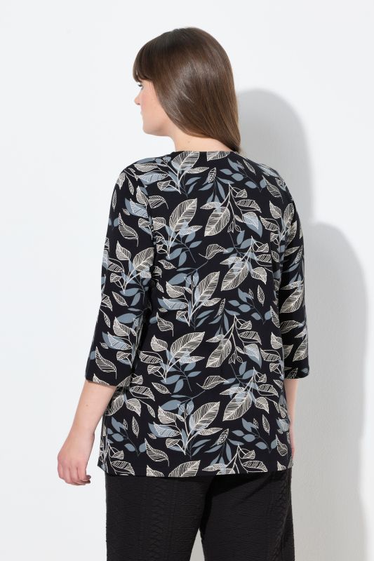 Eco Cotton Asymmetric Leaf Print Tee