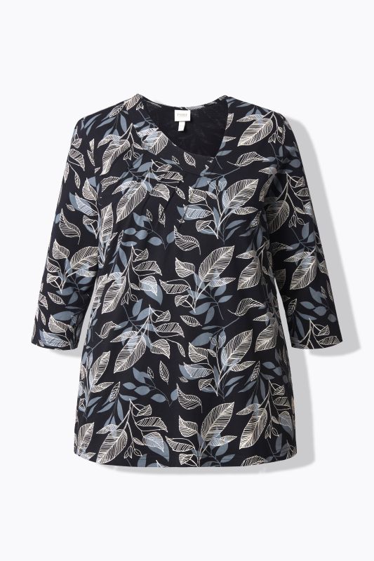 Eco Cotton Asymmetric Leaf Print Tee
