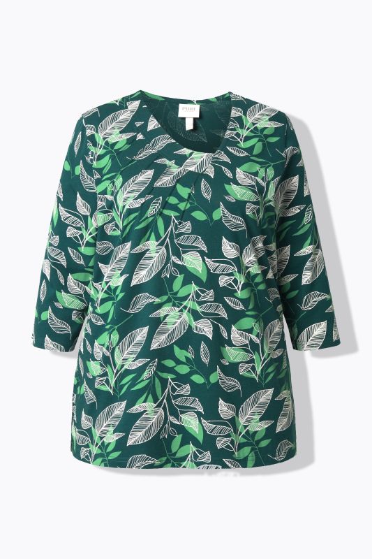 Eco Cotton Asymmetric Leaf Print Tee