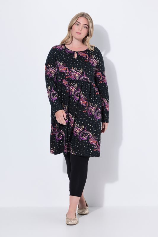 Paisley Swirl Empire Knit A-Line Pocket Dress