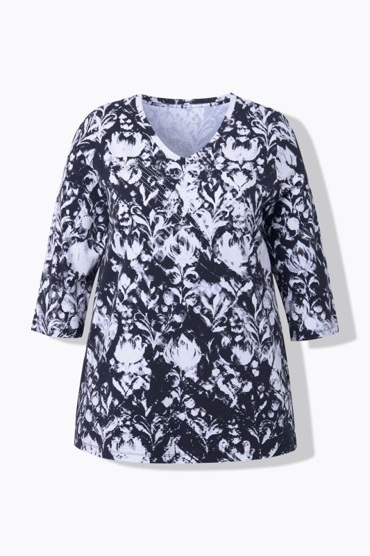 Floral Print 3/4 Sleeve Pima Cotton Tee