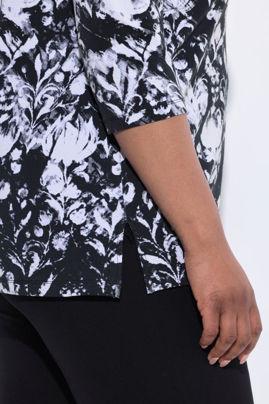 Floral Print 3/4 Sleeve Pima Cotton Tee