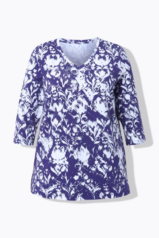 Floral Print 3/4 Sleeve Pima Cotton Tee