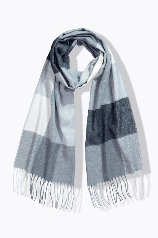 Checked Fringed Hem Scarf