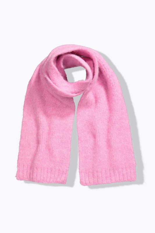 Pink Ribbed Knit Scarf
