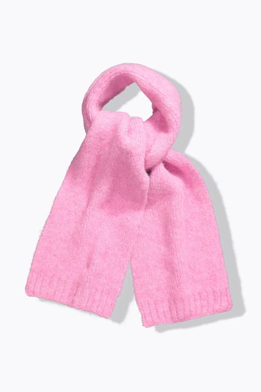 Pink Ribbed Knit Scarf
