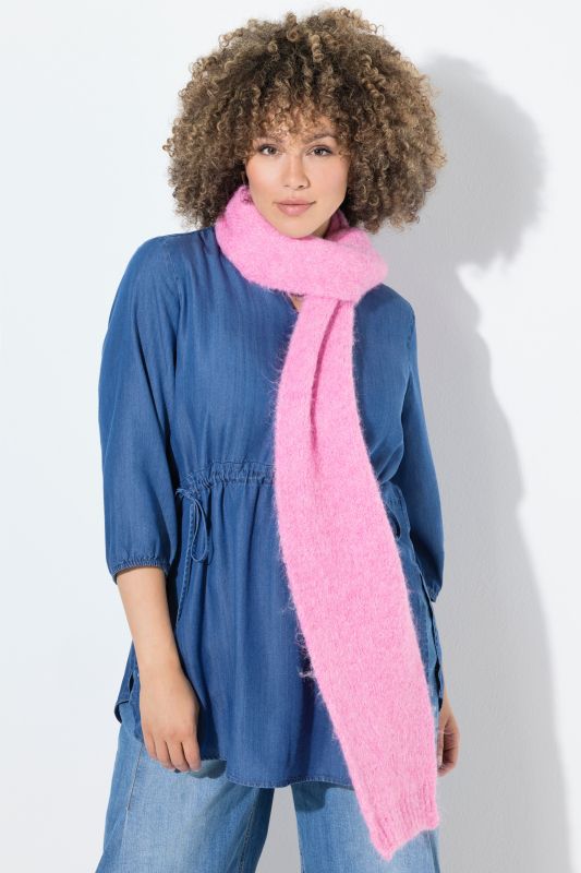 Pink Ribbed Knit Scarf