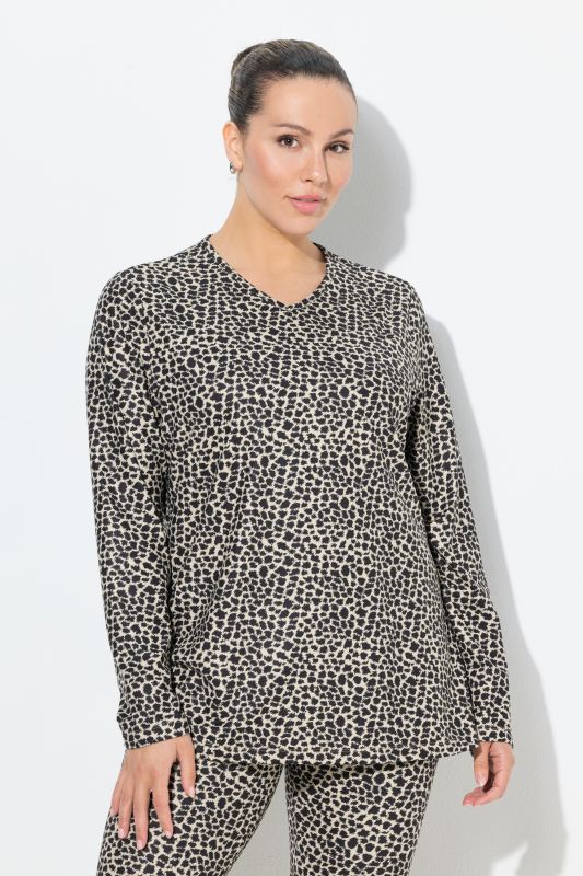 Leopard Print Long Sleeve Ski Tee