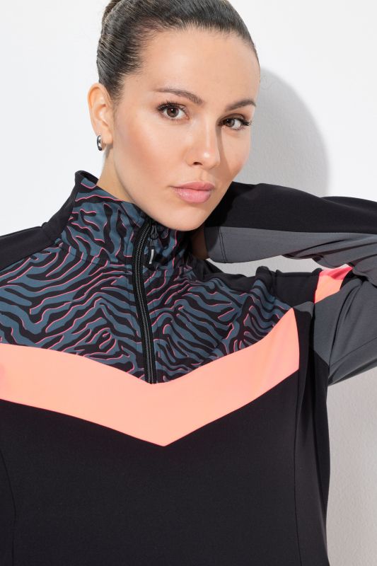 Neon Ripple Long Sleeve Thermal Troyer Collar Tee