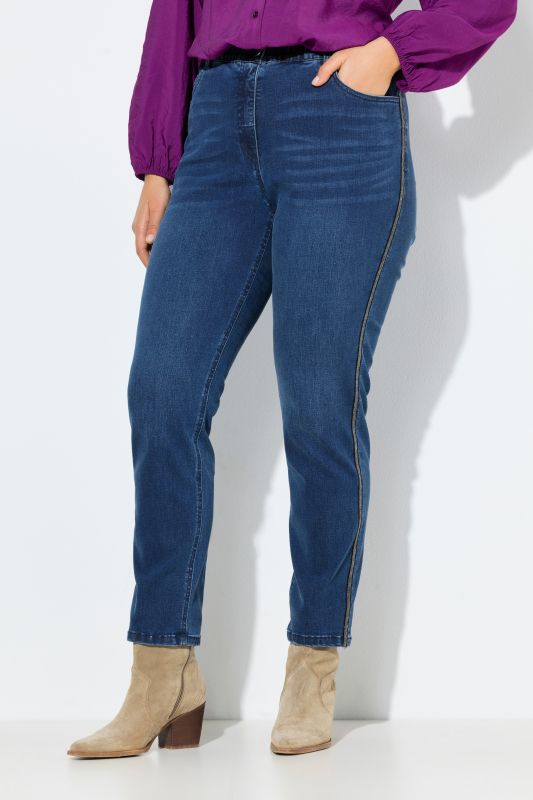 Rhinestone Seam Stretch Fit Jeans