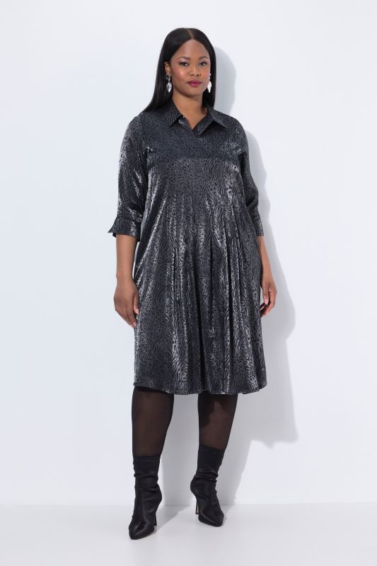 Glittering Animal Print 3/4 Sleeve Dress