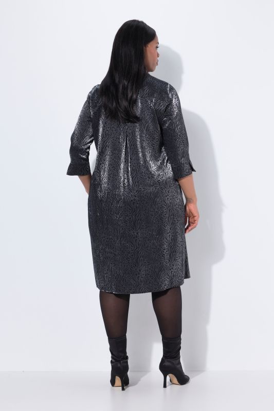 Glittering Animal Print 3/4 Sleeve Dress
