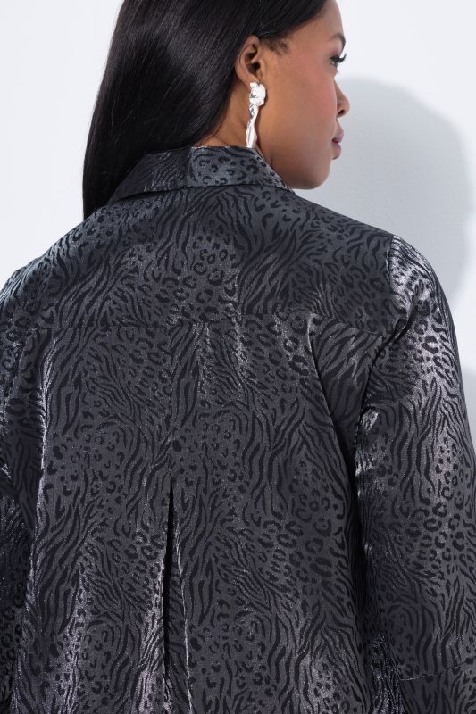 Glittering Animal Print 3/4 Sleeve Dress