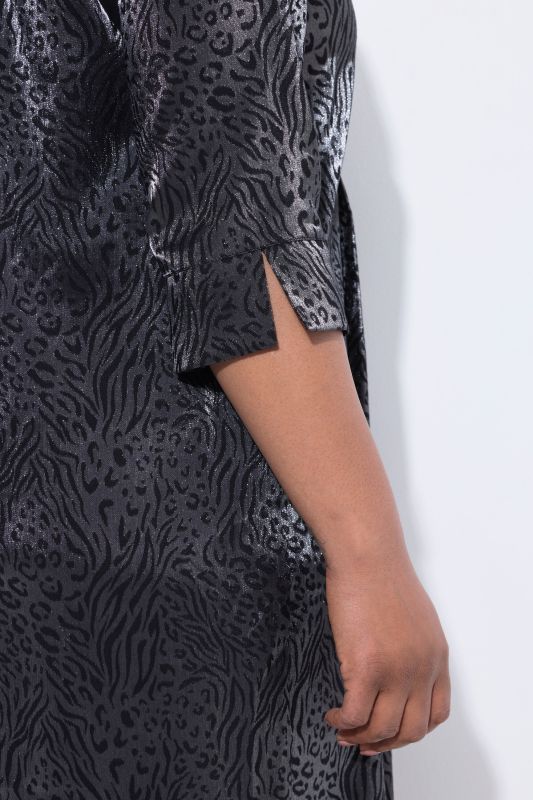 Glittering Animal Print 3/4 Sleeve Dress