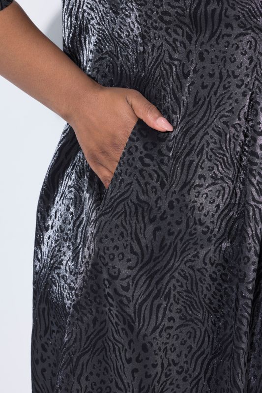 Glittering Animal Print 3/4 Sleeve Dress