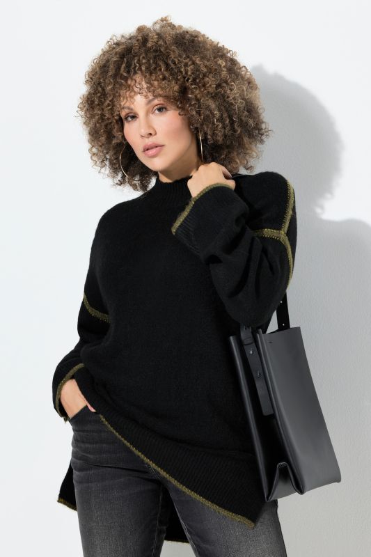 Пуловер с декоративни шевове