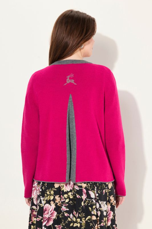 Knit Deer Motif Cardigan