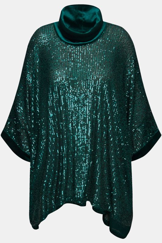 Oversized Cowl Neck Sequin Tee