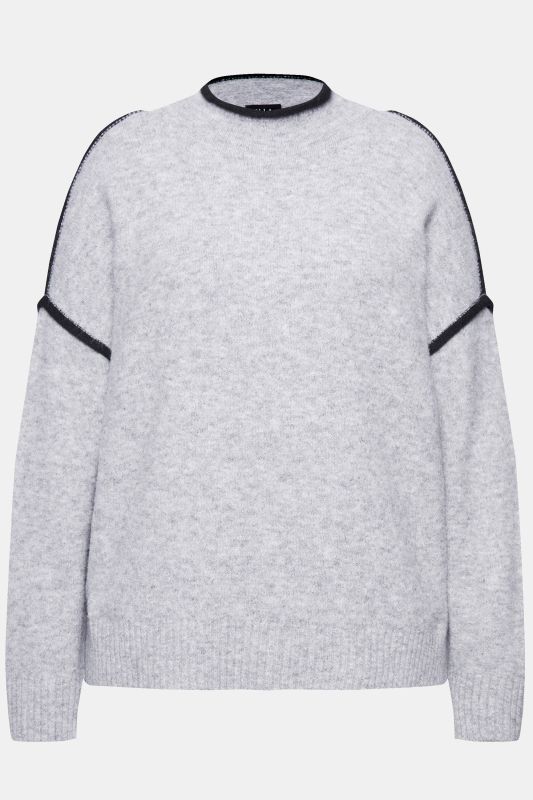 Пуловер с абстрактен шевов акцент