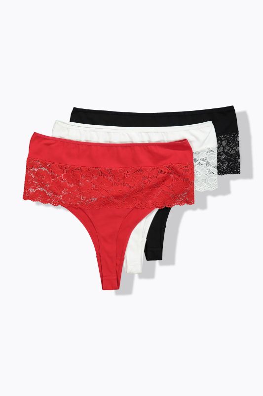 3 Pack of Thongs - Lace Panel