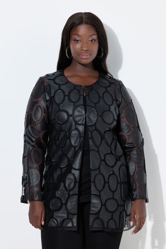 Сако от изкуствена кожа с мрежест акцент