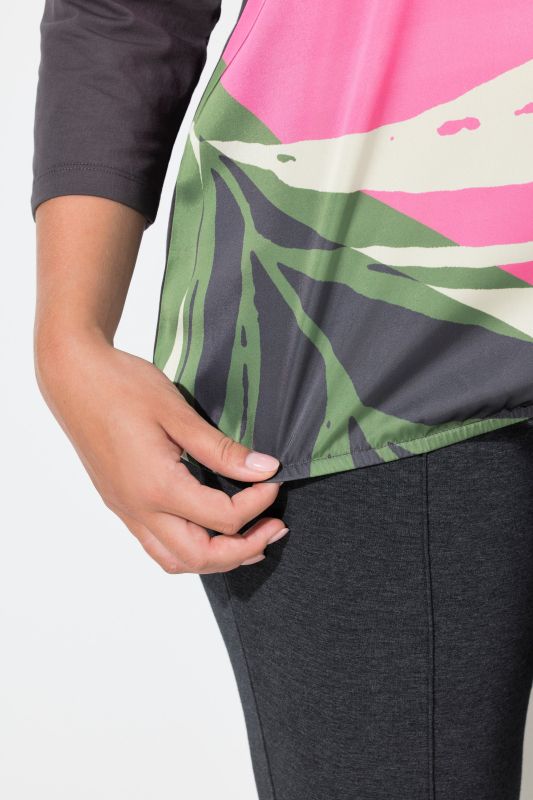 Тениска с геометричен листов принт