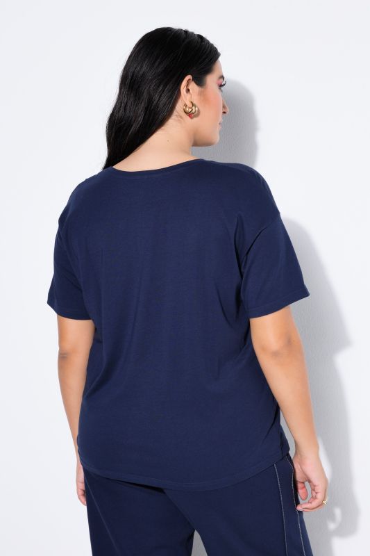 Round Neck Short Sleeve Relaxed Fit Cotton Tee