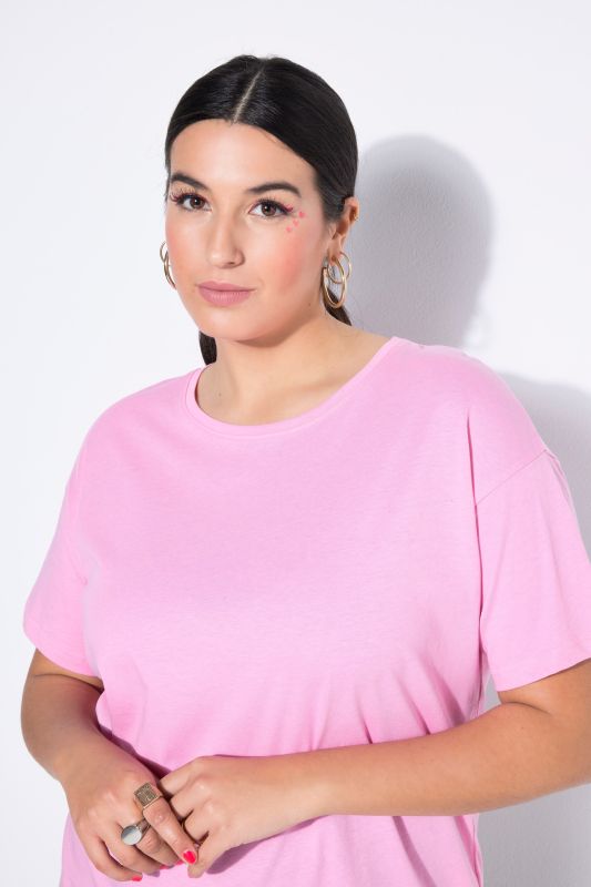 Round Neck Short Sleeve Relaxed Fit Cotton Tee