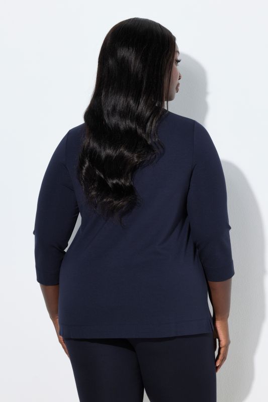 Split Neckline 3/4 Sleeve Tee