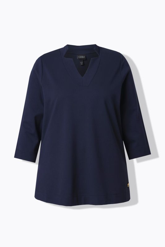 Split Neckline 3/4 Sleeve Tee