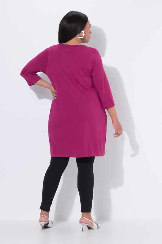 Square Neckline Knit Swing A-line Pocket Tunic
