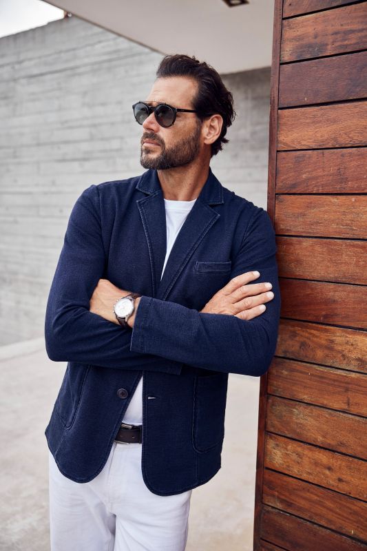 Sweat fabric jacket, vintage look, lapel, up to 8 XL