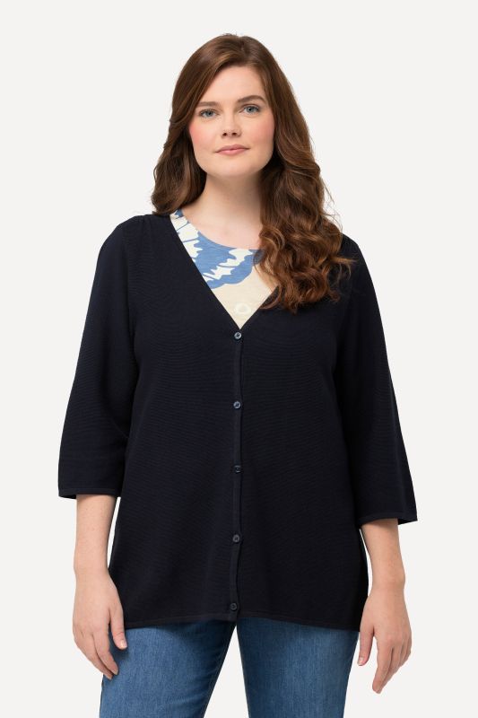 Eco Cotton 3/4 Sleeve V-Neck Cardigan