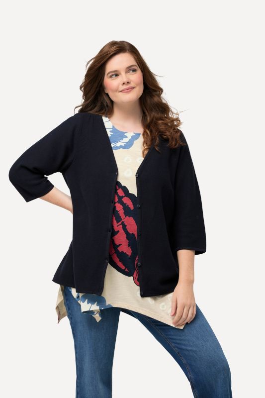Eco Cotton 3/4 Sleeve V-Neck Cardigan