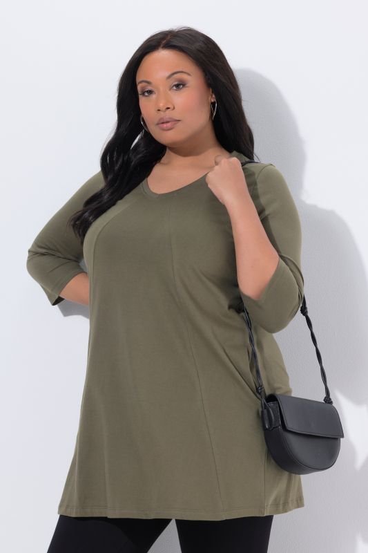 V-Neck Seam Knit  A-line Swing Tunic