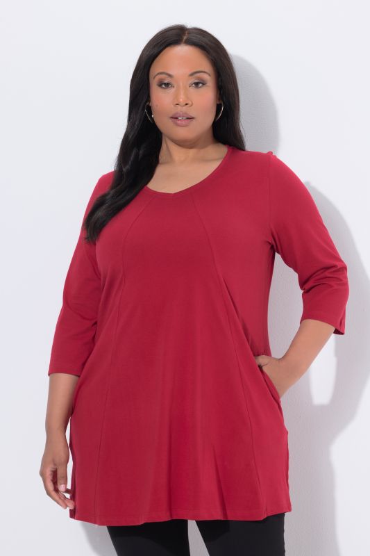 V-Neck Seam Knit  A-line Swing Tunic